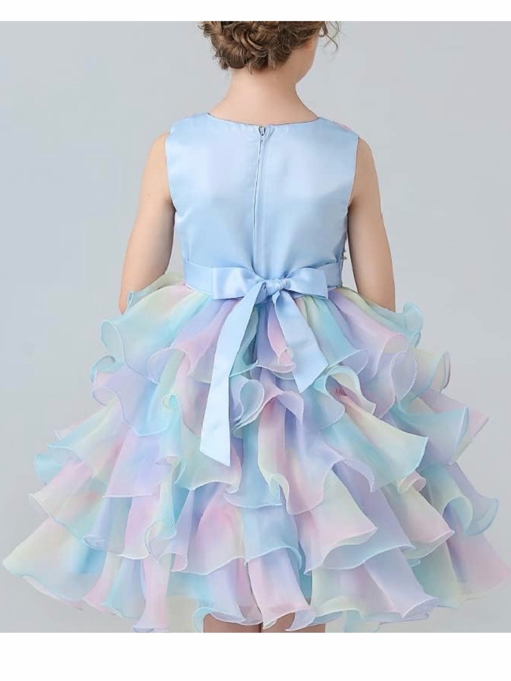 SHEIN Pastel Ruffle Bow Party Dress for Girls - Blue, Pink, Lavender Size 110 4T - Picture 2 of 11